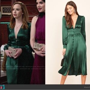 Reformation Nicola Green Silk Midi Size 4/small